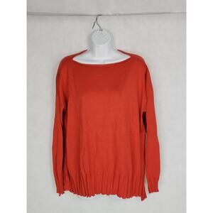 Planet Long Sleeve Sweater Orange-Red B-50 Lightweight Cotton Lagenlook One Size
